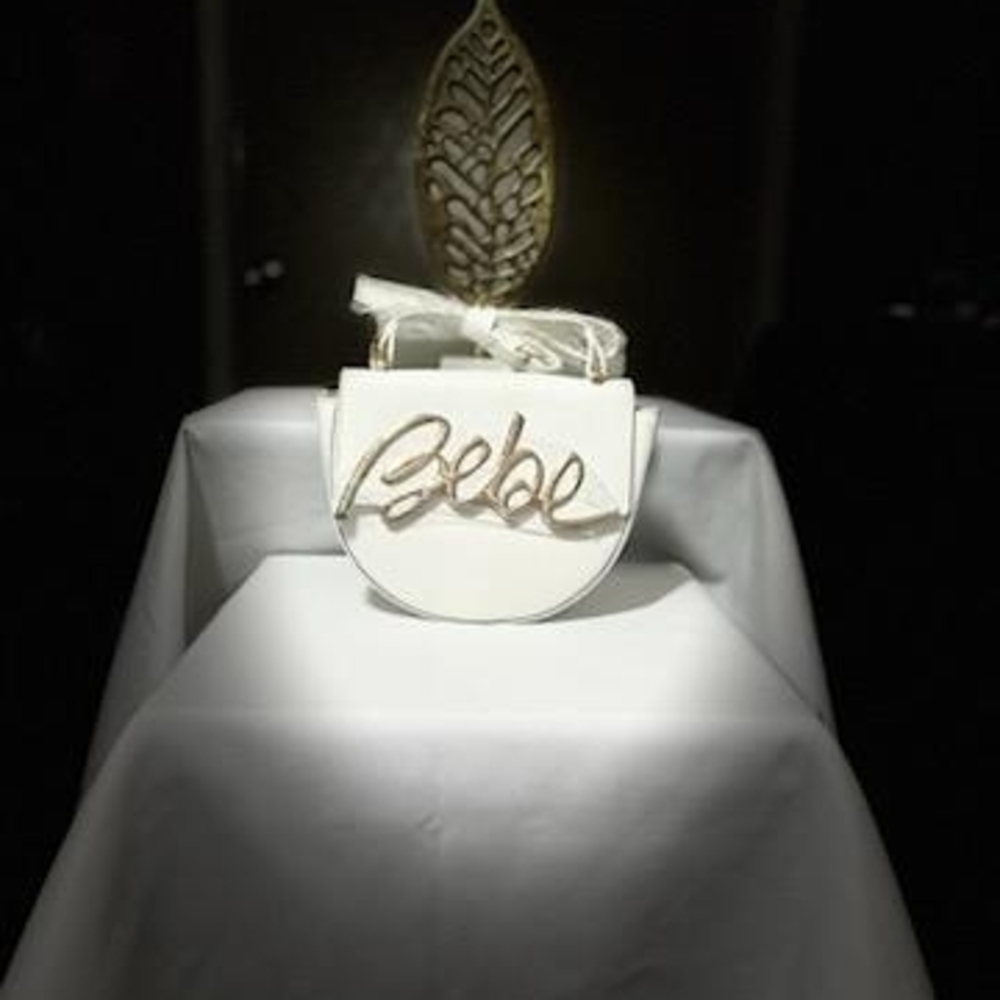 Bebe White Purse with Gold Accent